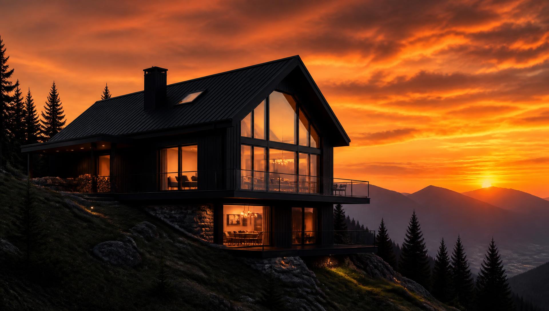 Chalé MovHouse ao pôr do sol